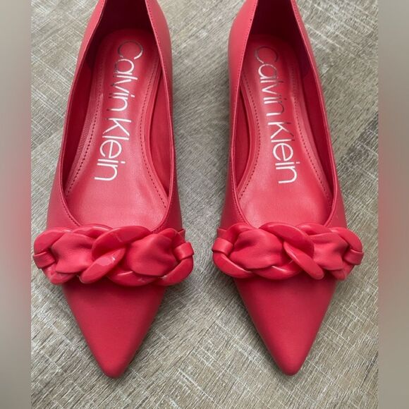 Calvin Klein Pointy Toe Ballet Flats Women’s 7 Slip On Shoes Dark Pink Dressy - Picture 4 of 8